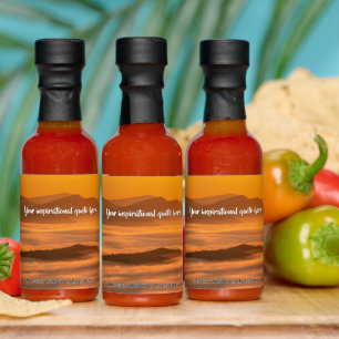 Your custom text sunrise above foggy landscape hot sauces