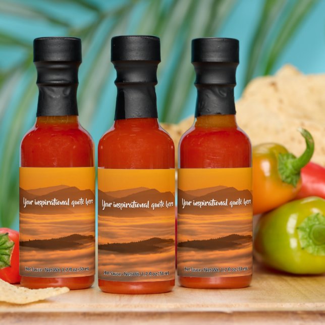 Your custom text sunrise above foggy landscape hot sauces (Multi)