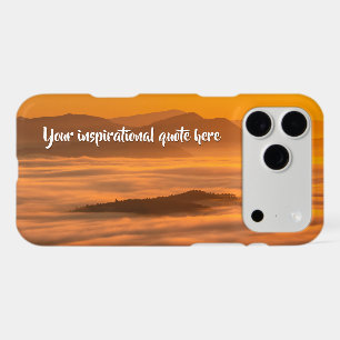 Your custom text sunrise above foggy landscape iPhone 17 pro max case