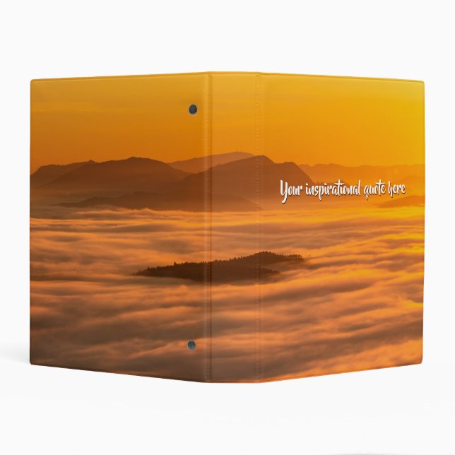 Your custom text sunrise above foggy landscape mini binder (Background)