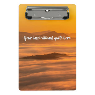 Your custom text sunrise above foggy landscape mini clipboard