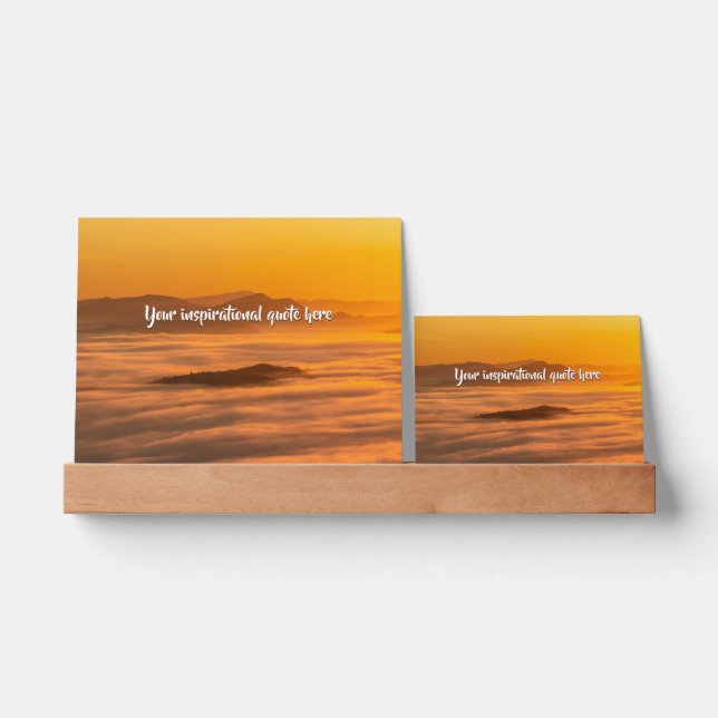 Your custom text sunrise above foggy landscape picture ledge (Front)