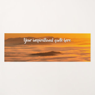 Your custom text sunrise above foggy landscape yoga mat
