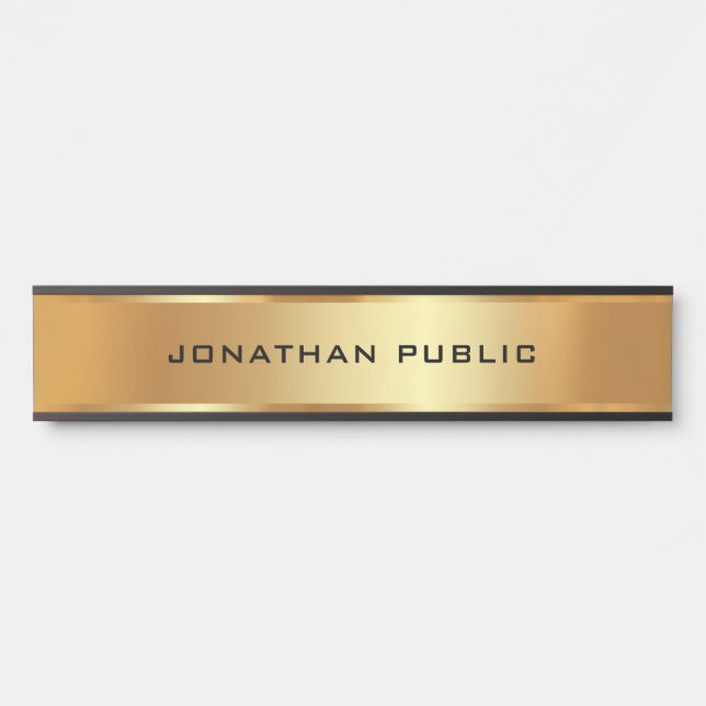 Your Custom Text Template Black & Gold Elegant Door Sign (Front)