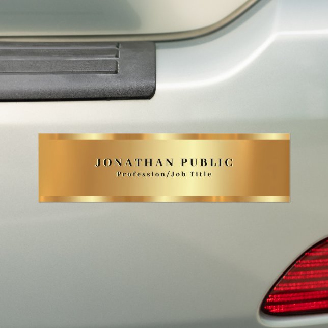 Your Custom Text Template Black & Gold Trendy Bumper Sticker (On Car)