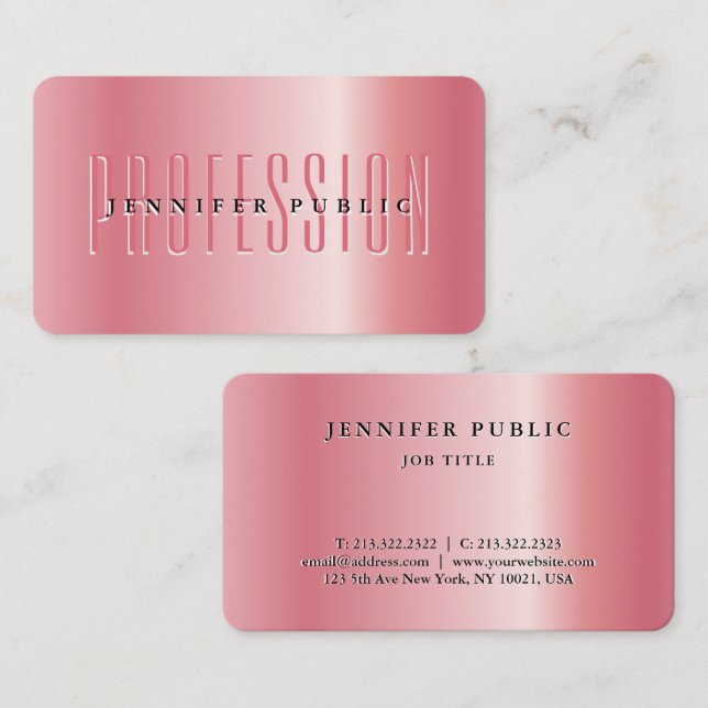 Your Custom Text Template Luxury Elegant Rose Gold Business Card (Front/Back)
