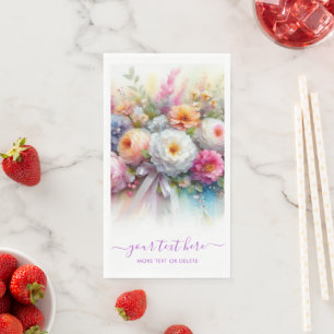 Your Custom Text Typography Script Floral Wedding Paper Guest Towels