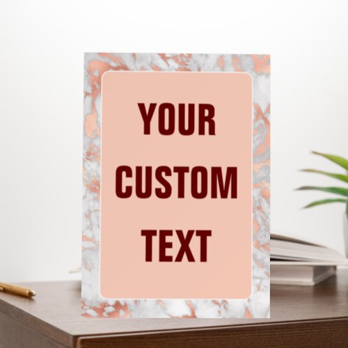 Your Custom Text White  Rose Gold Marble Border Foam Board