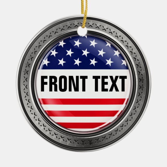 Your custom USA Button Ceramic Ornament (Front)