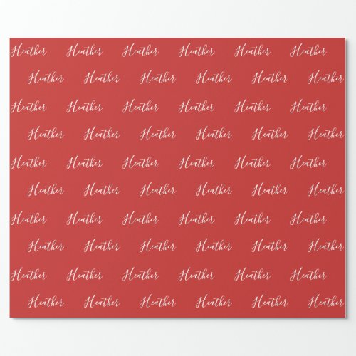 Your Custom White Script on Red 2 Wrapping Paper