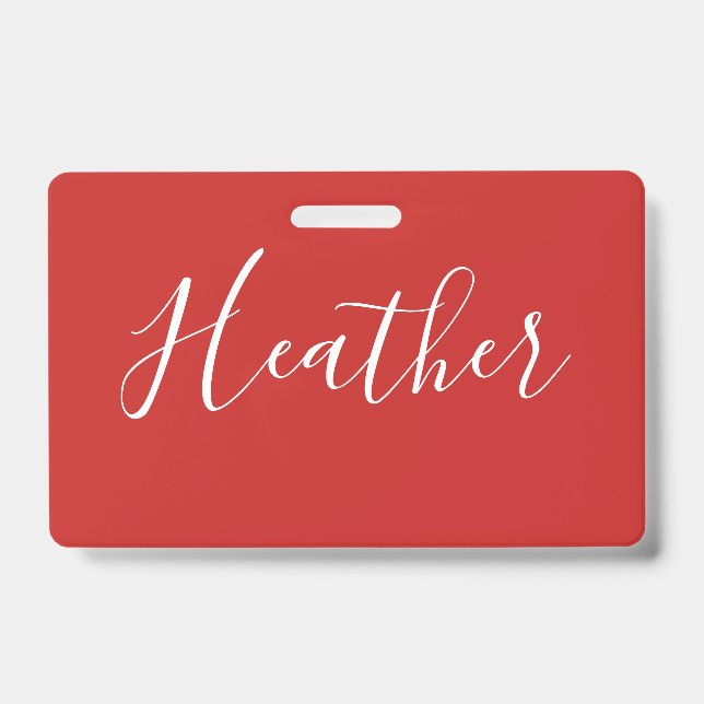 Your Custom White Script on Red Badge (Front)