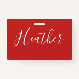 Your Custom White Script on Red Badge