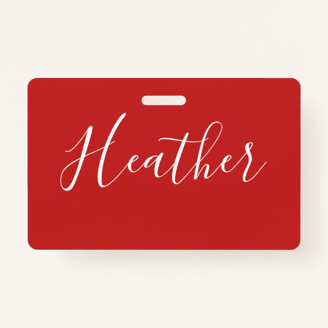 Your Custom White Script on Red Badge (Front)