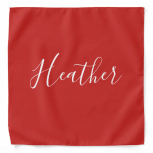 Your Custom White Script on Red Bandana