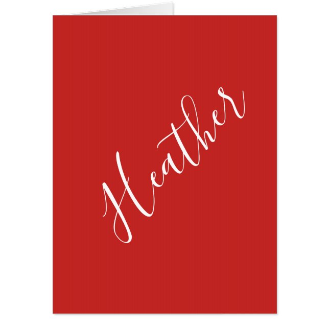 Your Custom White Script on Red Card (Front)