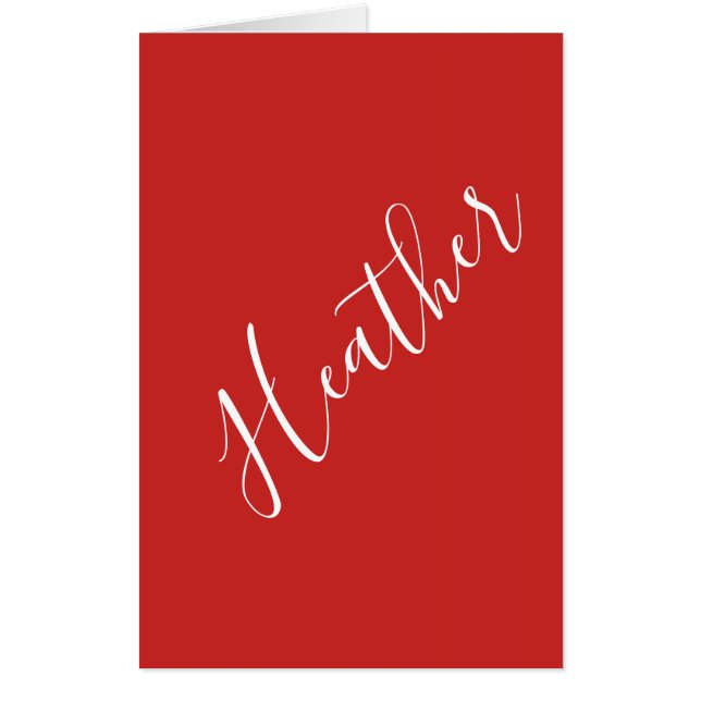Your Custom White Script on Red Card (Front)