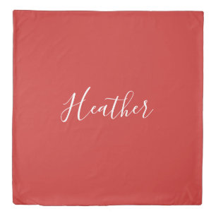 Your Custom White Script on Red Duvet Cover