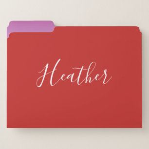 Your Custom White Script on Red File Folder