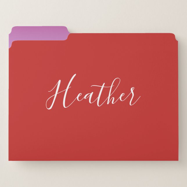 Your Custom White Script on Red File Folder (Front Left)