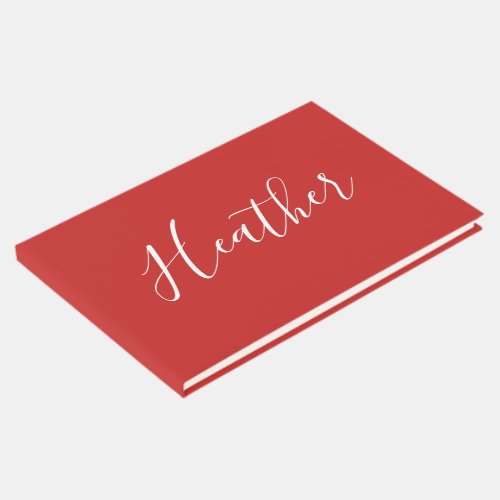 Your Custom White Script on Red Guest Book