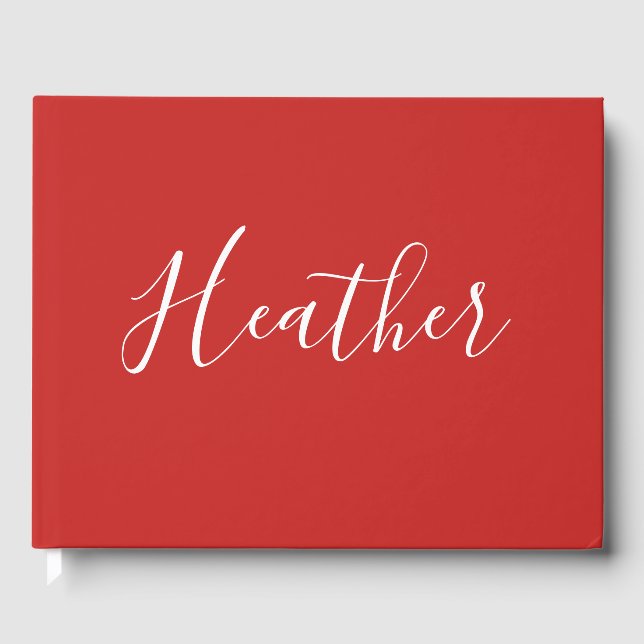Your Custom White Script on Red Guest Book (Front)