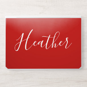 Your Custom White Script on Red HP Laptop Skin