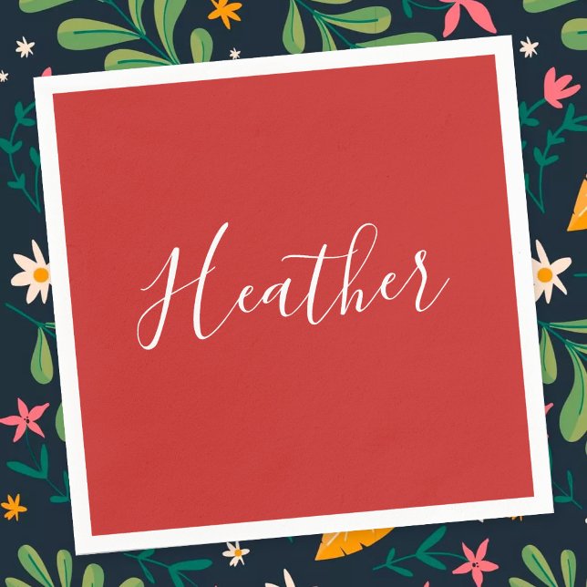 Your Custom White Script on Red Napkins (Creator Uploaded)