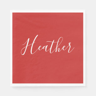 Your Custom White Script on Red Napkins