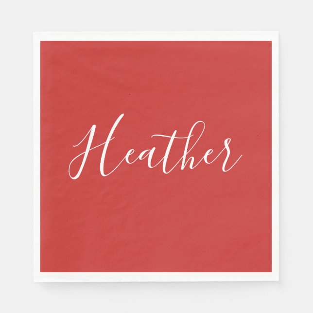 Your Custom White Script on Red Napkins (Front)
