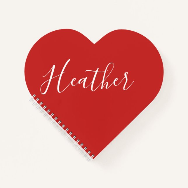 Your Custom White Script on Red Notebook (Front)