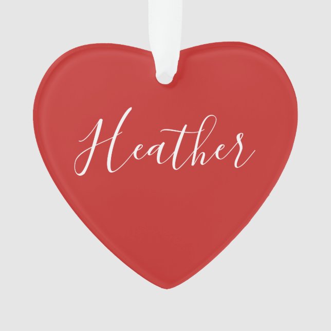 Your Custom White Script on Red Ornament (Front)