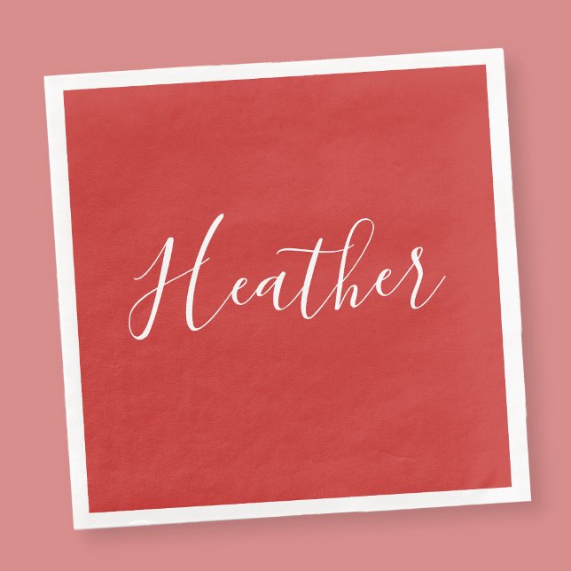 Your Custom White Script on Red Paper Dinner Napkins (Creator Uploaded)