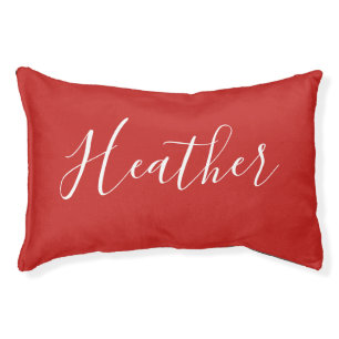 Your Custom White Script on Red Pet Bed