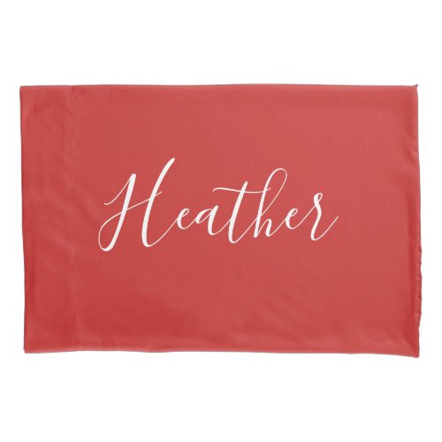 Your Custom White Script on Red Pillow Case