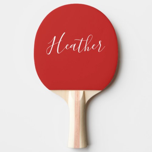 Your Custom White Script on Red Ping Pong Paddle