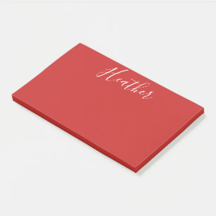 Your Custom White Script on Red Post-it Notes