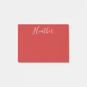Your Custom White Script on Red Post-it Notes