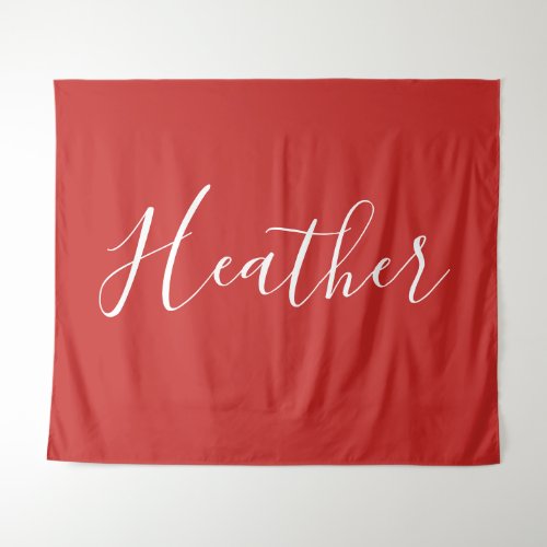 Your Custom White Script on Red Tapestry