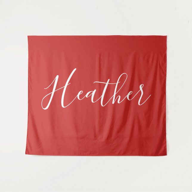 Your Custom White Script on Red Tapestry (Front (Horizontal))