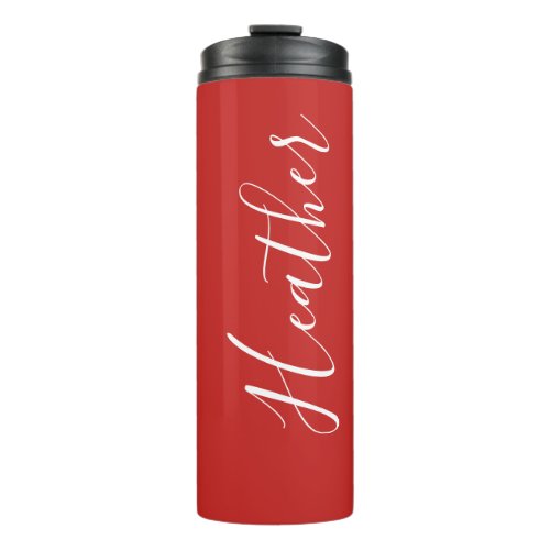 Your Custom White Script on Red Thermal Tumbler