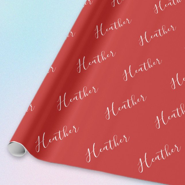 Your Custom White Script on Red Wrapping Paper (Creator Uploaded)