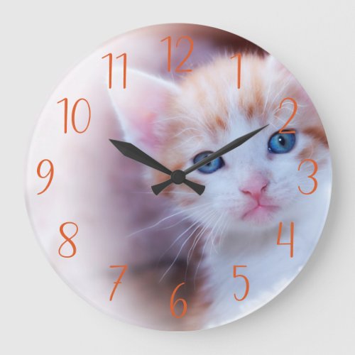 Your Cute Family Kitten Photo Large Clock