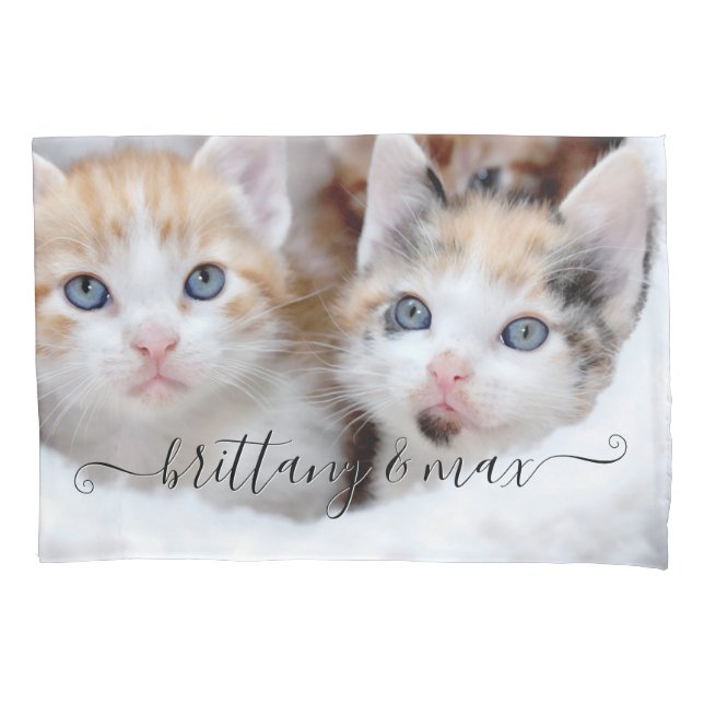 Your Cute Family Pet Kittens Photo Pillow Case (Front)