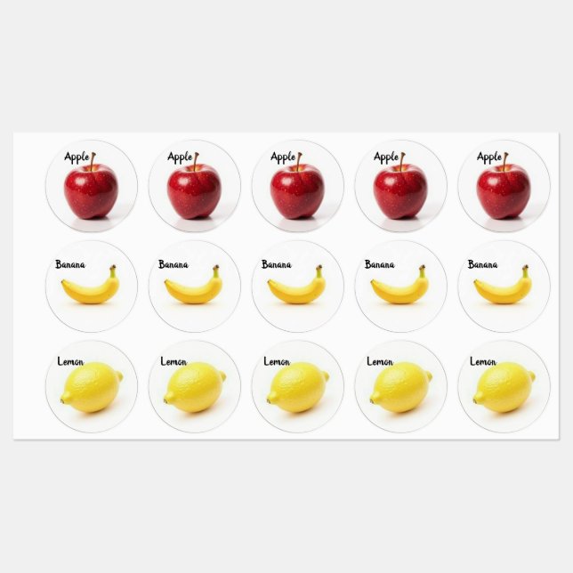 Your Daily Fruit with a Zesty Twist 🍏🍌🍋 Labels (Sheet)