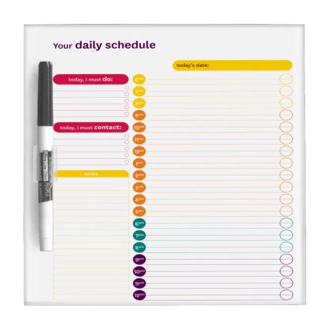 Your Daily Schedule Dry Erase Board Zazzle