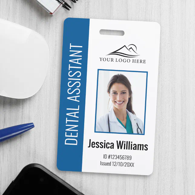 Your Dental Clinic Logo Dentist Employee Photo ID Badge | Zazzle