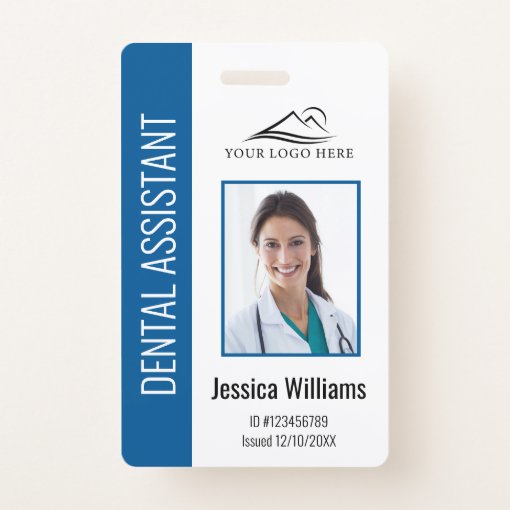 Your Dental Clinic Logo Dentist Employee Photo ID Badge | Zazzle