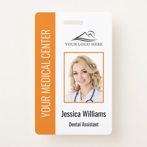 Your Dentist Office Logo Employee Photo ID Orange Badge