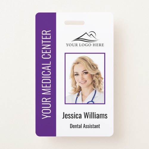 Your Dentist Office Logo Employee Photo ID Purple Badge