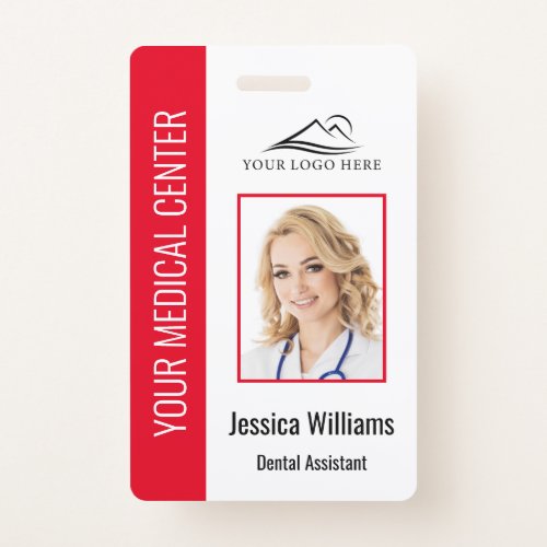 Your Dentist Office Logo Employee Photo ID Red Badge